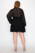 Load image into Gallery viewer, Long sleeve ruffle short dress