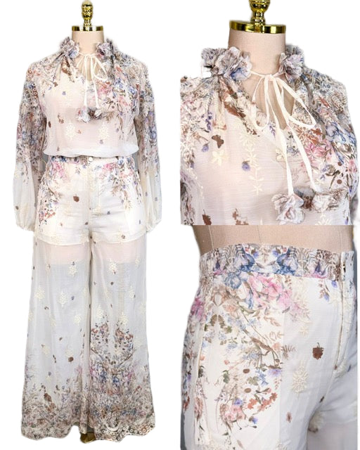 Floral embroider 2 Piece pant set
