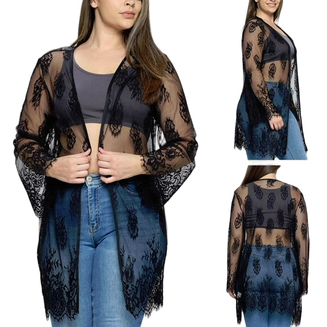 Lace floral coverup plus