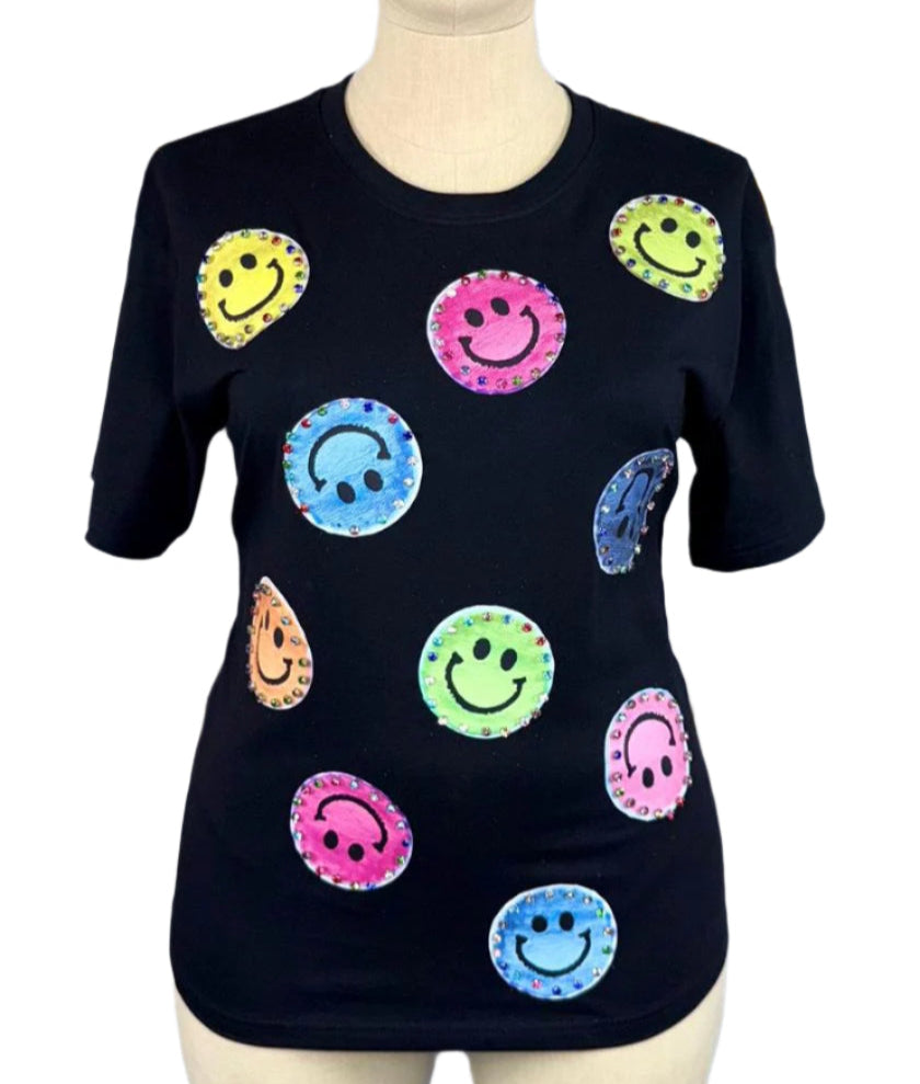 Happy face bling ss tee