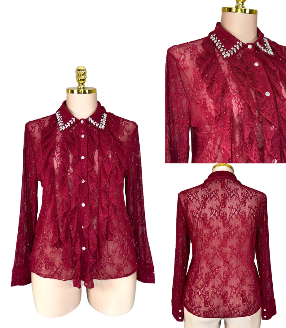 Ruffles lace bling top