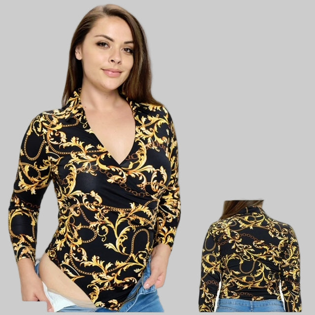 Lycra long sleeve Versace body suit