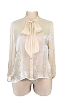 Load image into Gallery viewer, Tie and pearls long sleeve blouse