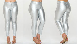 Silver coat stretch pants
