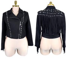 Load image into Gallery viewer, Fringes and stars suede Jacket