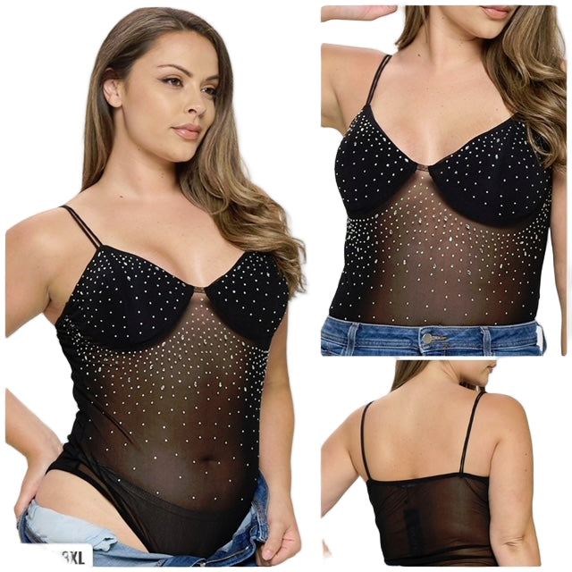 All over mesh bling body