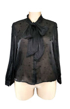Load image into Gallery viewer, Tie and pearls long sleeve blouse