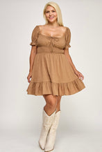 Load image into Gallery viewer, Wide elastic short sleeve flowy dress