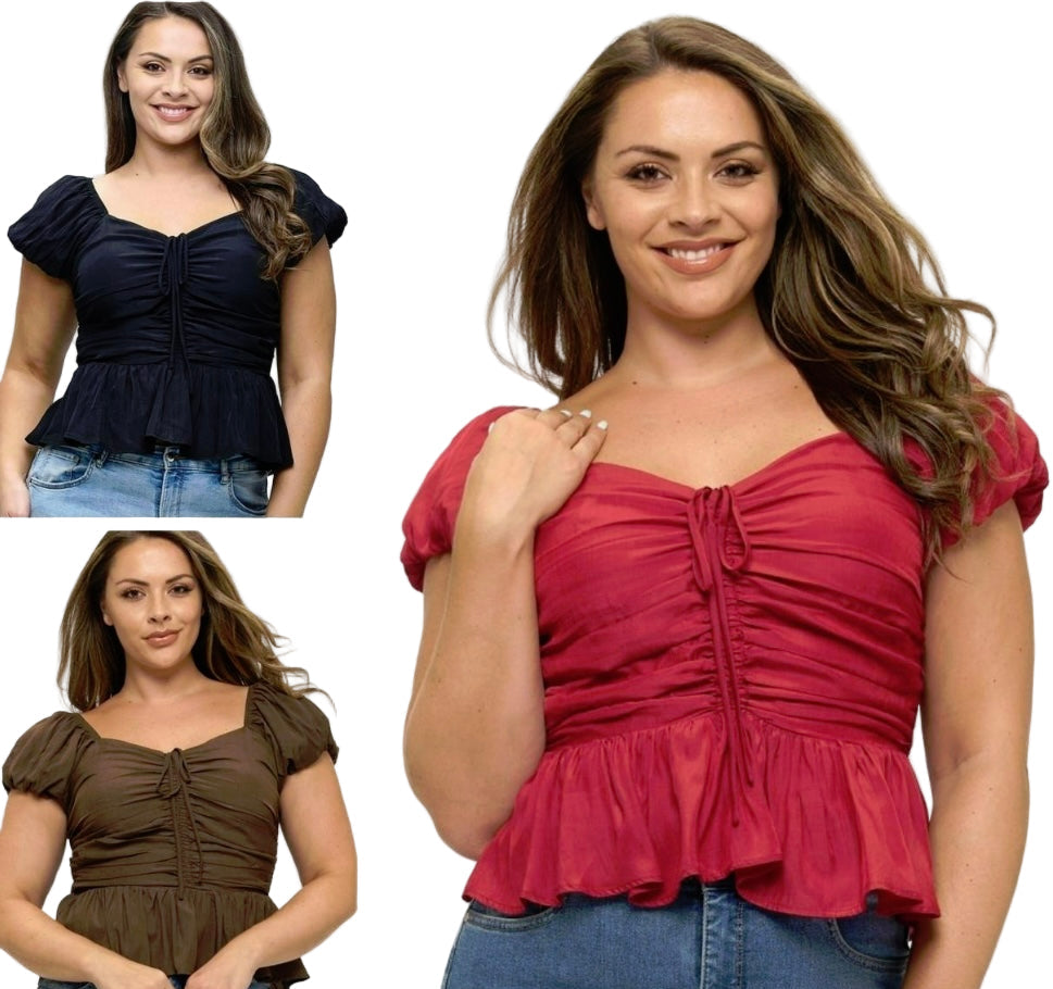 Short sleeve rouched top