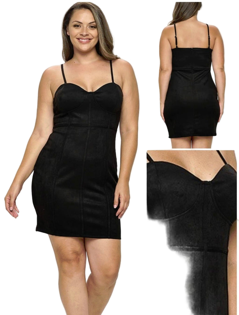 Suede cups tank dress