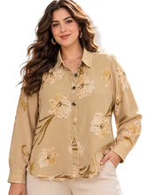 Load image into Gallery viewer, Long sleeve large flower print collar shirt