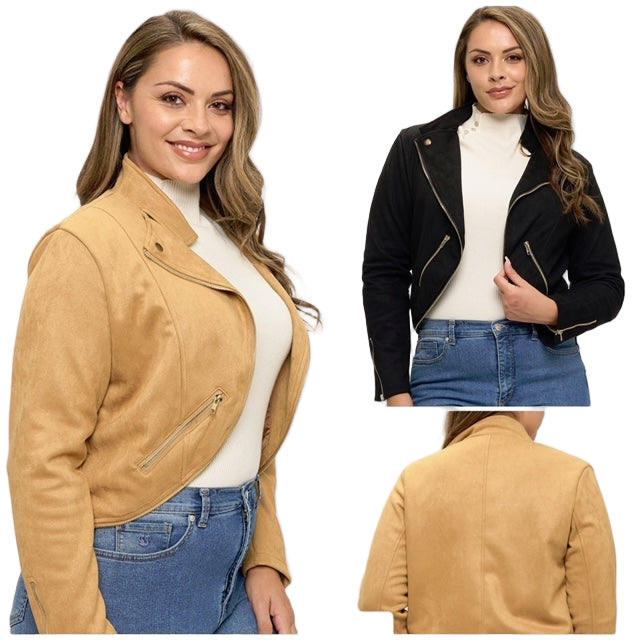Zip flaps on suede shirt jacket