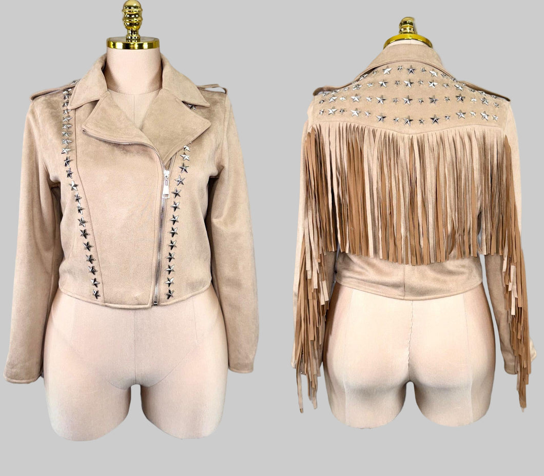 Fringes and stars suede Jacket