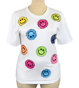 Happy face bling ss tee
