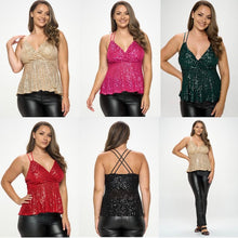 Load image into Gallery viewer, Peplum sequins tank top