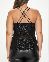 Load image into Gallery viewer, Peplum sequins tank top
