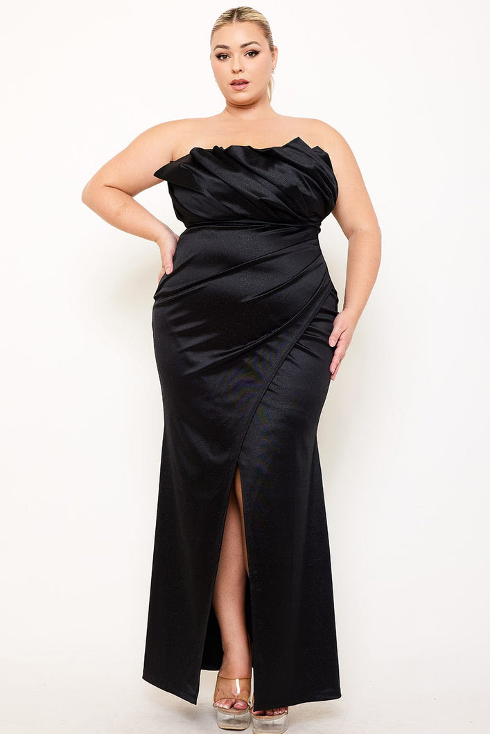 Glitter Satin strapless gown
