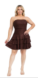 Glitter ruffles strapless dress
