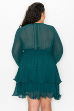 Load image into Gallery viewer, Chiffon double ruffle long sleeve dress